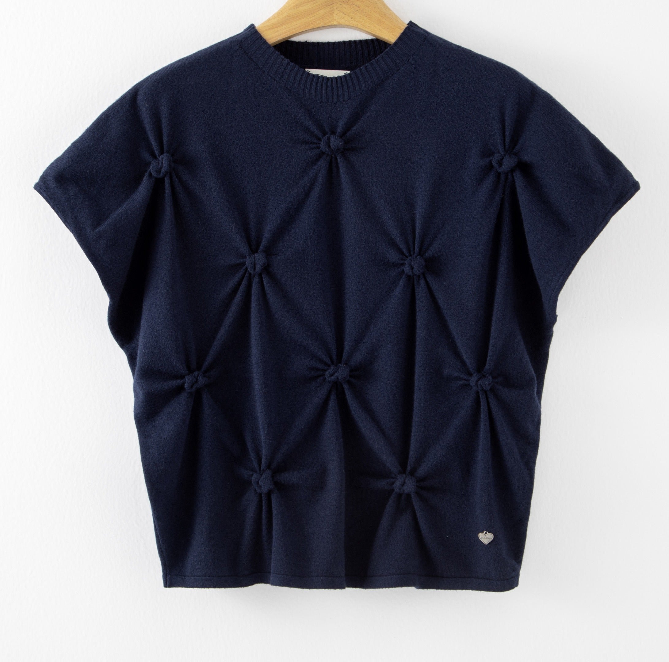 LUHPS10 Navy Handmade Pintuck Sweater
