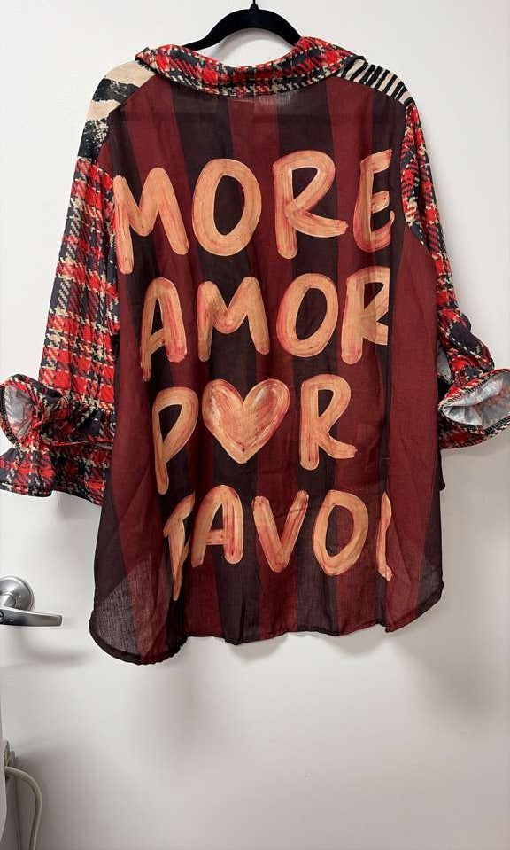 ZOAM1 Burgundy Amore Print Shirt