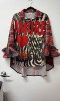 ZOAM1 Burgundy Amore Print Shirt