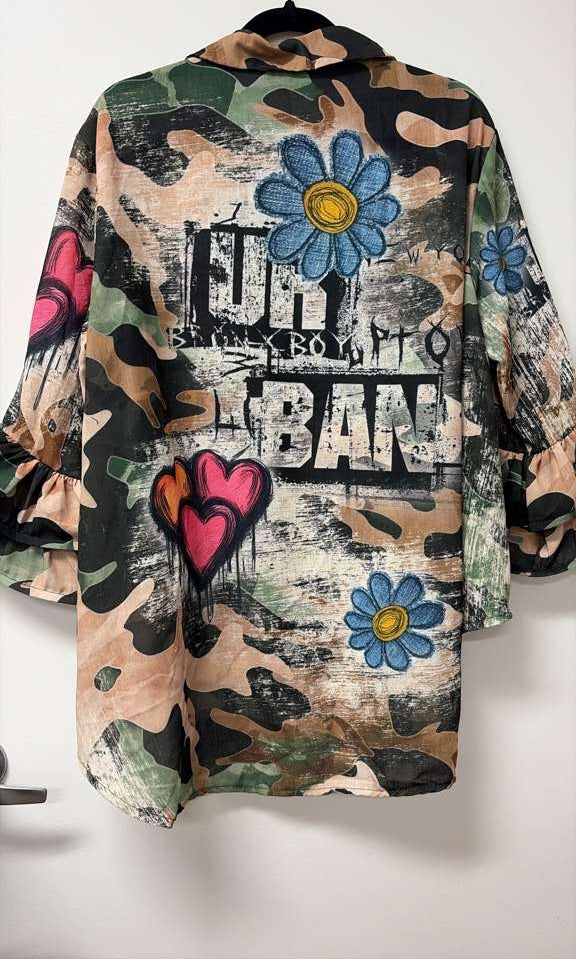 ZOUG1 Camo Graffiti Print Shirt