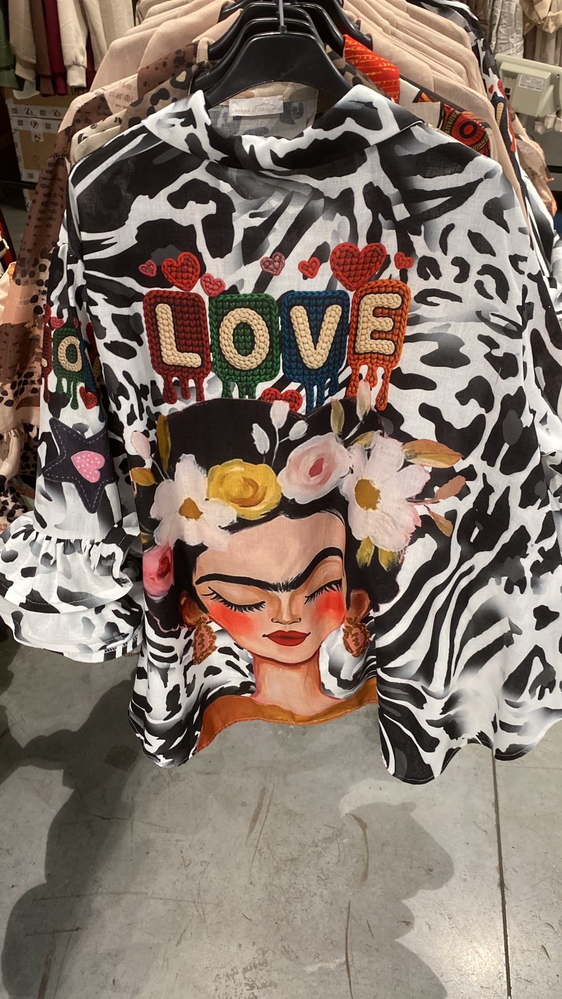 ZOFRLV Printed Love Zebra Shirt Black & White