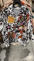 ZOFRLV Printed Love Zebra Shirt Black & White