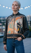 ZOJ23 Charcoal Equestrian Print Bomber Jacket