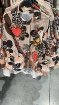 ZOZBHT Printed Zebra Heart Shirt Beige